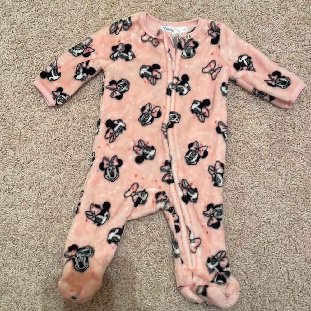 0-3 months Minnie Mouse zip up pajamas